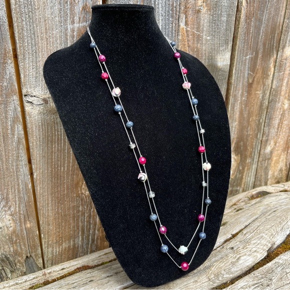 Loft silver cranberry and blue long necklace - Picture 9 of 11